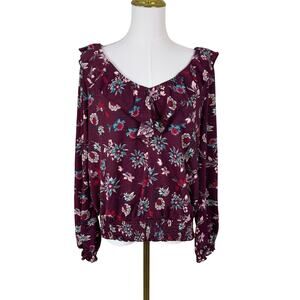 Melloday Ruffle V Neck Long Sleeve Top US Women's XL